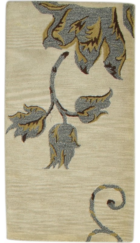 Modern Hand Tufted Wool Ivory 2' x 4' Rug