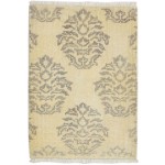 Damask Hand Knotted Wool Ivory 2' x 3' Rug