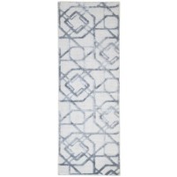 Modern Jacquard Loom Wool Silk Blend Grey 2' x 6' Rug