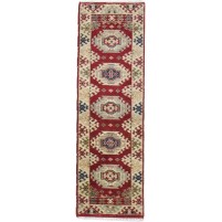 Traditional-Persian/Oriental Hand Knotted Wool Red 2' x 7' Rug